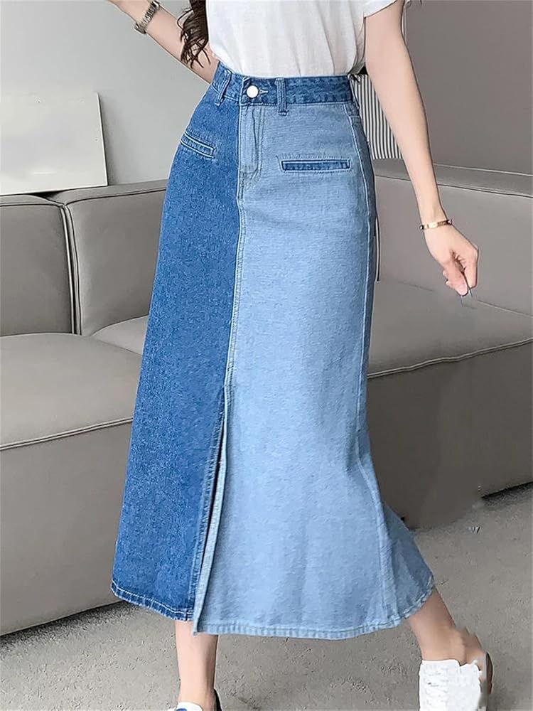 スカート DIANTE Roll slit denim skirt M EDIKTED Valencia Ruffle Slit Front Denim Maxi Skirt | Nordstrom